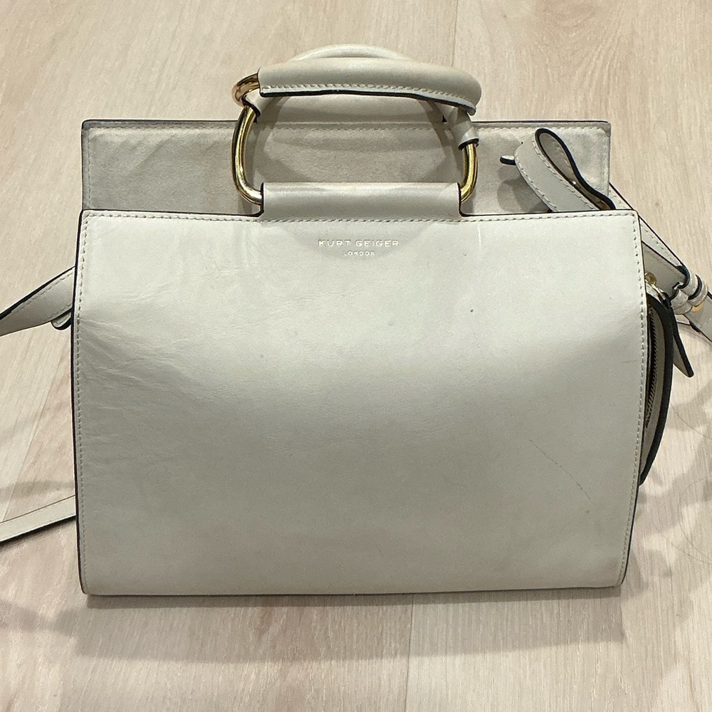 Kurt Geiger White Satchel with Gold Accents